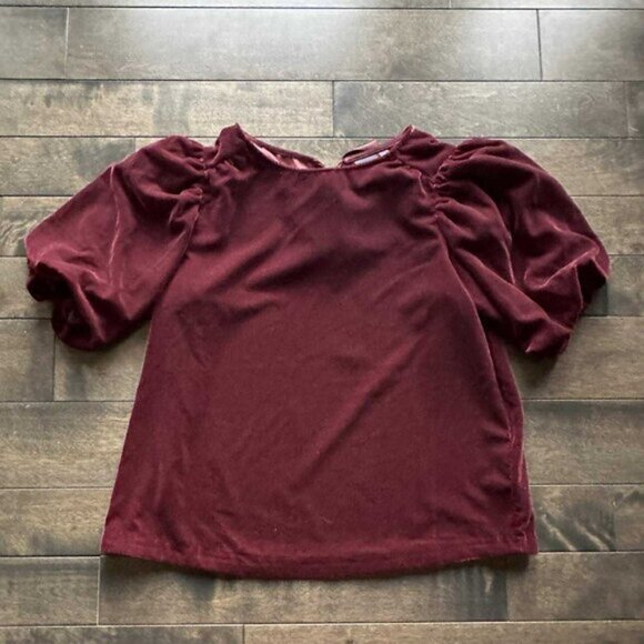 Gap Velvet Puff Sleeve Top - NEW - Picture 1 of 2